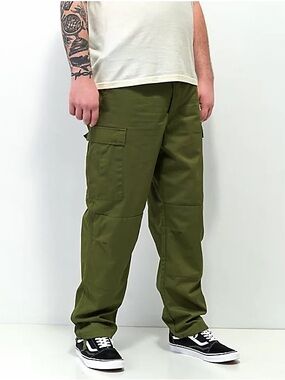 Empyre Unisex Olive Green Relax Fit Cargo Skate Pants